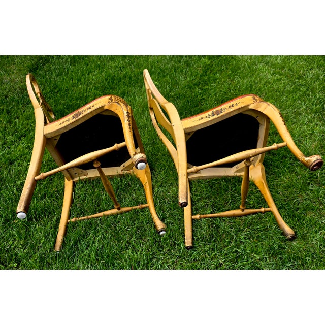 1950s Two Queen Ann Style Chinoiserie Painted Chairs For Sale - Image 5 of 7