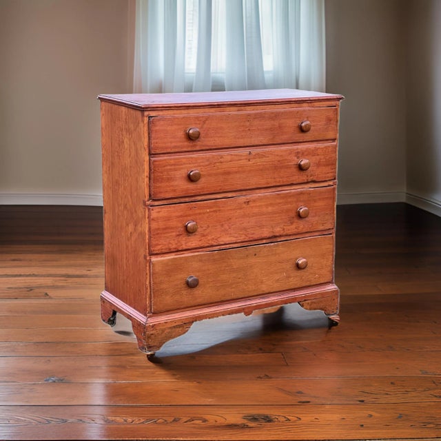 Brown Antique Pine Chippendale Chest on Bracket Base With Double Drawer Dated 1808 For Sale - Image 8 of 11