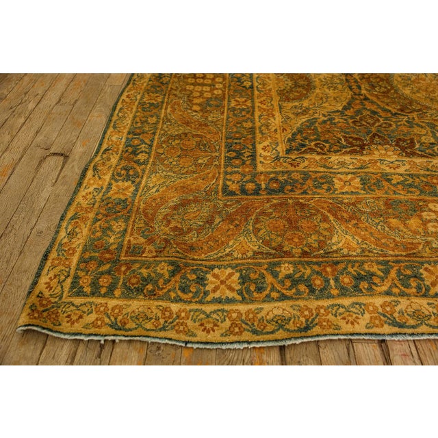 Mid 19th Century 1840s Royal Blue Painterly Floral Motifs Antique Knotted Persian Silk Kirman Rug For Sale - Image 5 of 9