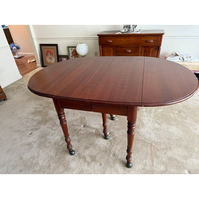 1980s Carl Forslund Cherry Dining Table With Six Chairs and Custom Table Pads For Sale - Image 5 of 15