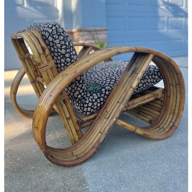 1960s Six-Strand Pretzel Lounge Chair | Paul Frankl Style. A beautiful and rare find. The cushions covers have a palm tree...