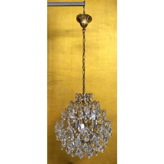 Gold Vintage Chandelier in Lead Crystal, Italy, 1960s For Sale - Image 8 of 18
