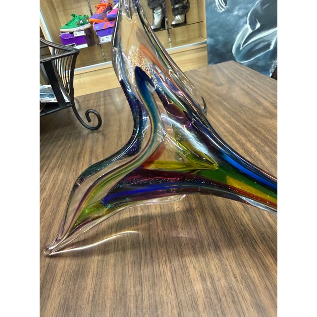 David Goldhagen Handblown Colored Flower Sculpture 15in For Sale - Image 4 of 12