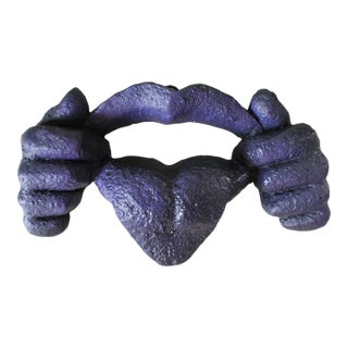 Vintage Purple Plaster Lips, Hands, Tongue Wall Hanging For Sale