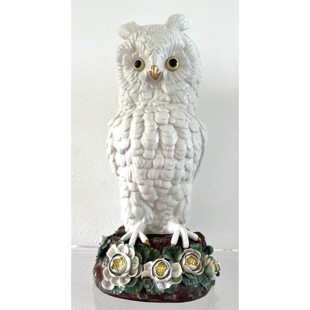 Mid 20th Century Italian Mottahedeh Porcelain Large Owl For Sale - Image 13 of 13
