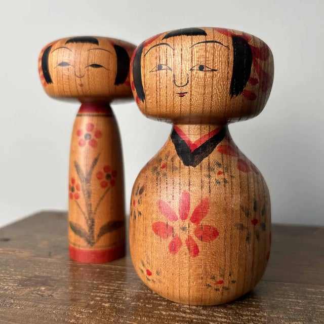 Vintage Japanese Kokeshi Figurines, 1950s, Set of 2 For Sale - Image 9 of 9