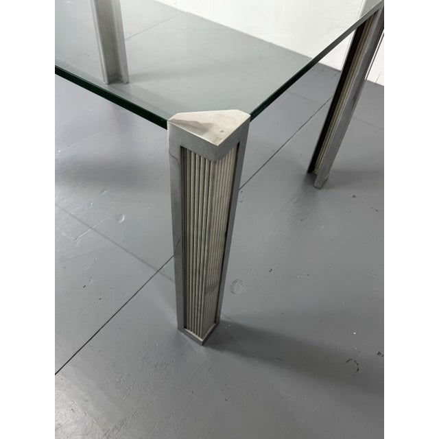 Rectangular Metal, Chrome, and Glass Dining Table from Peter Ghyczy, 1980s For Sale - Image 12 of 13