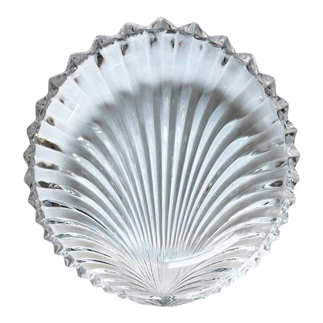 Round Vintage Villeroy & Boch Glass Scalloped Shell Trinket Dish For Sale