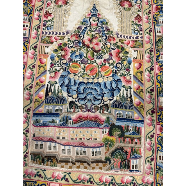 Late 19th / E. 20th Century Ottoman Turkish Mihrab Embroidered Tapestry For Sale - Image 10 of 12