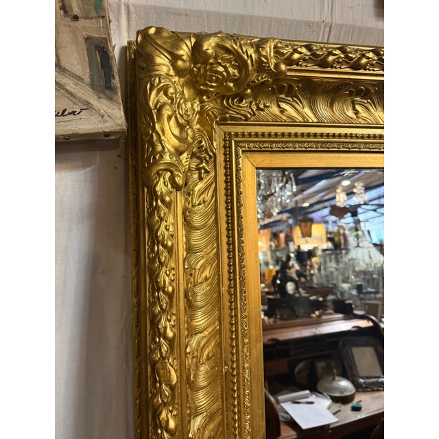 Mirror in Carved Wooden Frame For Sale - Image 5 of 6