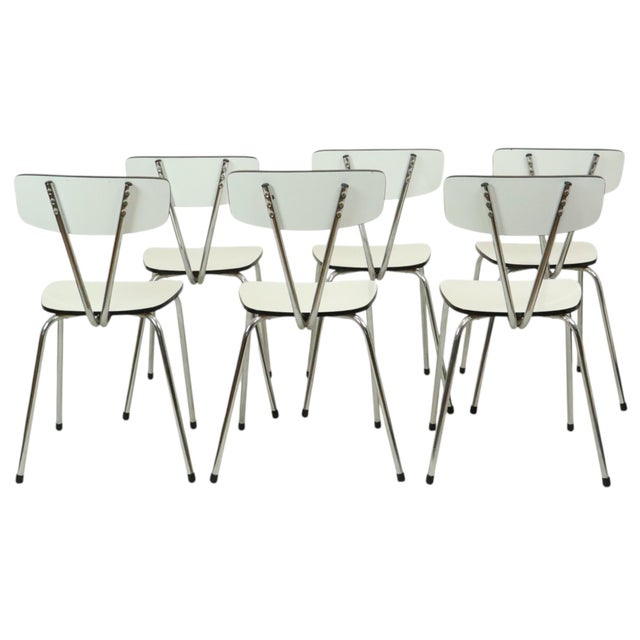 Grey Formica and Chrome Dining Chairs, 1960s, Set of 6 For Sale - Image 12 of 18
