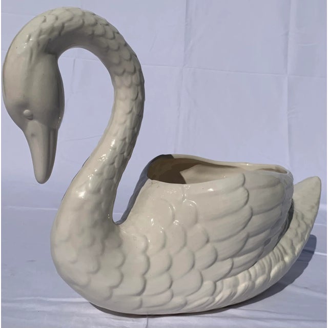 Vintage Large White Ceramic Swan Figurine For Sale - Image 10 of 10