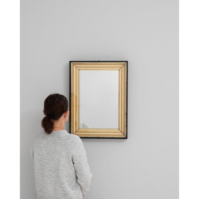 19th Century France Black & Gilded Patinated Wooden Mirror For Sale - Image 18 of 18