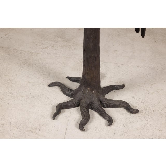 Chocolate Vintage Bronze Parrot Sculpture on Branch Form Stand For Sale - Image 8 of 12