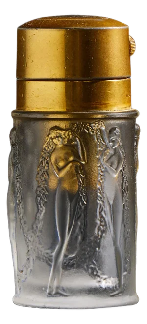 René Lalique Figurines Et Guirlandes Glass and Bronze Atomizer Perfume Bottle