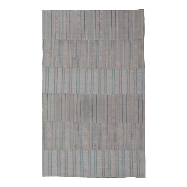 Large Vintage Neutral Paneled Kilim in Neutral Muted Tones 10'4" X16'8" For Sale