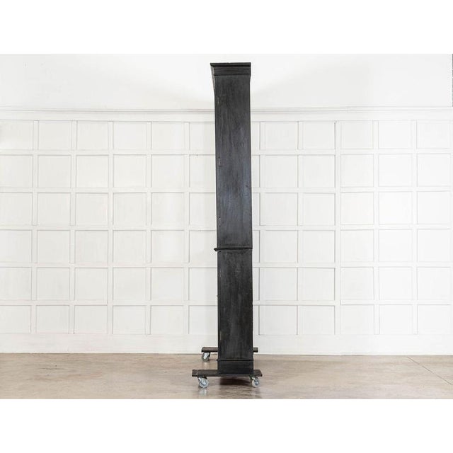 Wood Large 19th Century English Ebonised Pine Glazed Display Cabinet, 1890 For Sale - Image 7 of 18