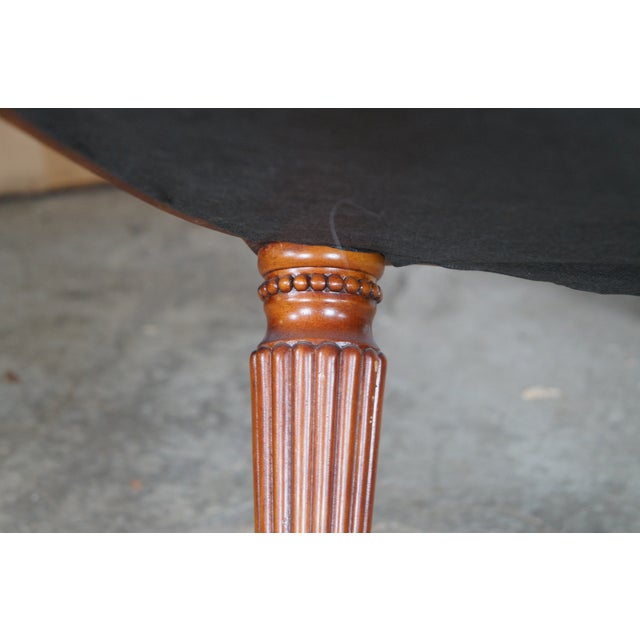 Vintage French Empire Style Birch Upholstered Library Accent Arm Chair Green For Sale - Image 10 of 13