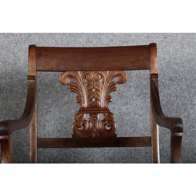Antique English Regency Biedermeier Armchair in Mahogany, 1840 For Sale - Image 4 of 18