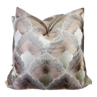 Weitzner Fabrics "Aidelaide" in Thistle Embroidered 22" Pillows-A Pair For Sale