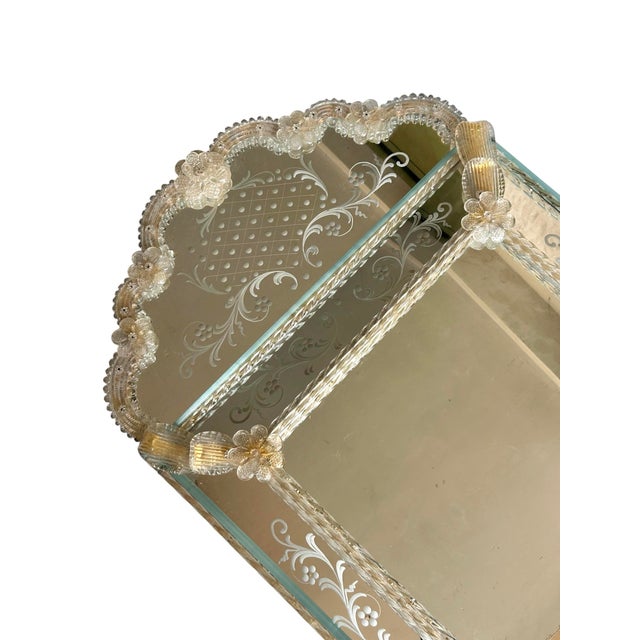 Venetian Mirror with Floral Murano Details, 1970s For Sale - Image 6 of 13
