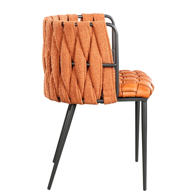 Marble Top Waterfall Dining Set with Orange Chairs - Set of 9 For Sale - Image 4 of 8