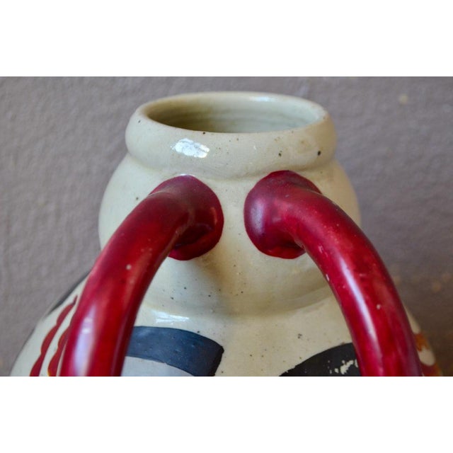 Large Art Deco Vase with Double Handles from Betzy Augeron, France, 1930s For Sale - Image 12 of 18