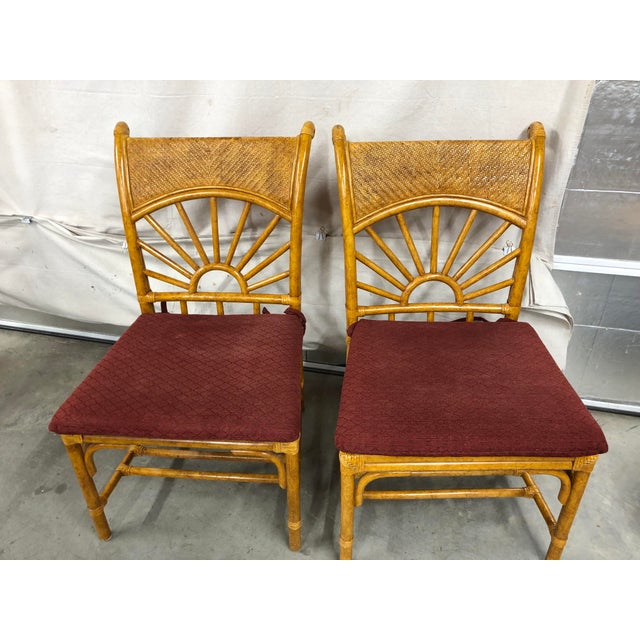 Coastal Lexington Furniture Sunburst Back Wicker and Cane Chairs a Pair Chairish