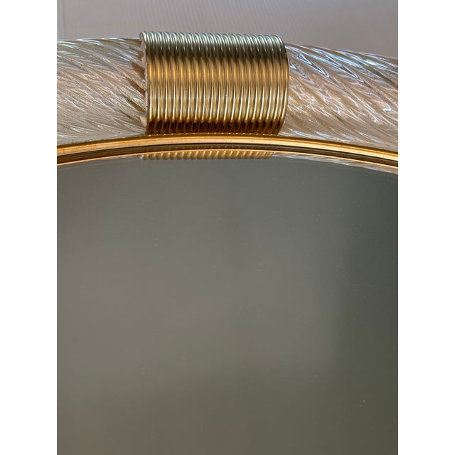Mid-Century Modern Luxury Round “Torciglione” Gold Murano Glass Wall Mirror in Barovier Style For Sale - Image 3 of 9