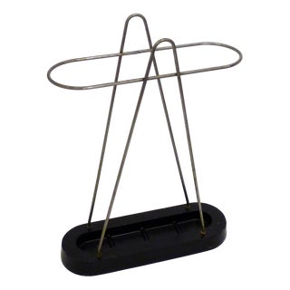 Modern Umbrella Stand in Chromed Metal and Cast Iron, 1950s For Sale