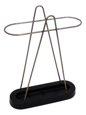 Modern Umbrella Stand in Chromed Metal and Cast Iron, 1950s