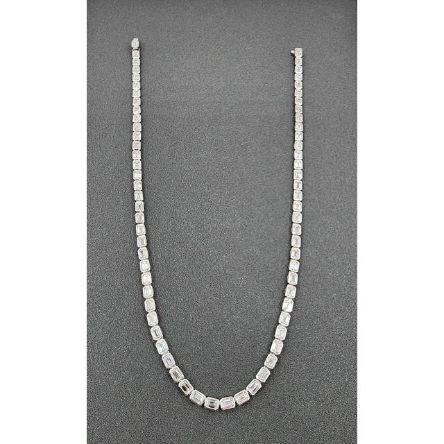 21.84 Ct Bezel-Set Emerald Cut Necklace For Sale - Image 4 of 9