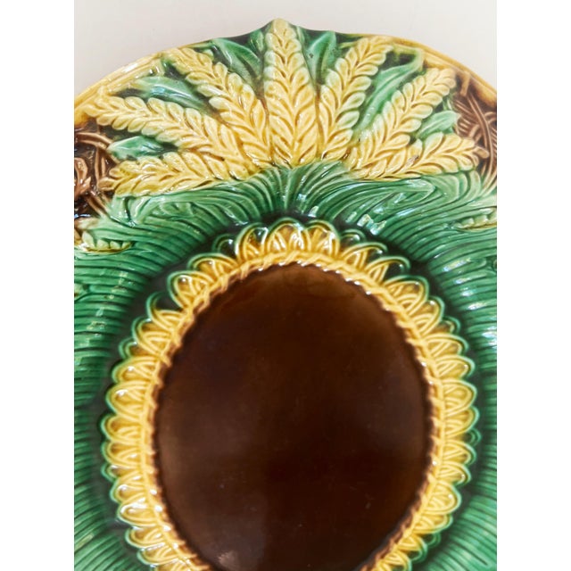 Majolica Antique 19thC Majolica Wheat Bread TrayPlatter C1880s For Sale - Image 4 of 8