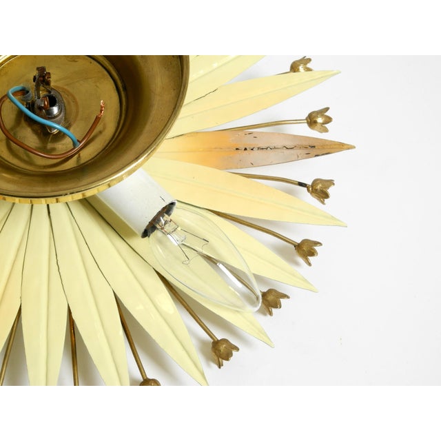 Small Vintage Brass and Metal Sunburst Ceiling Lamp, 1950s For Sale - Image 17 of 18