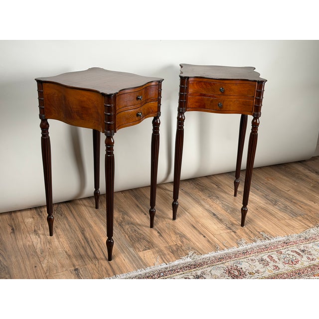 American Pair of American Classical Revival Mahogany Two-Drawer Work Tables, Circa 1880–1910 For Sale - Image 3 of 15