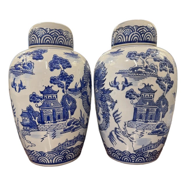 Chinoiserie Export Pagoda Jar, Pair For Sale