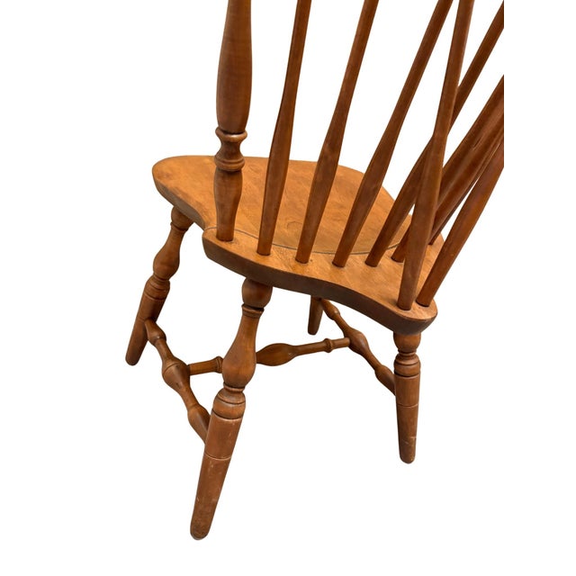 Brown Mid 20th Century Set of 4 Cherry Brace Back Windsor Style Dining Chairs by S. Bent & Bros., Inc. For Sale - Image 8 of 12