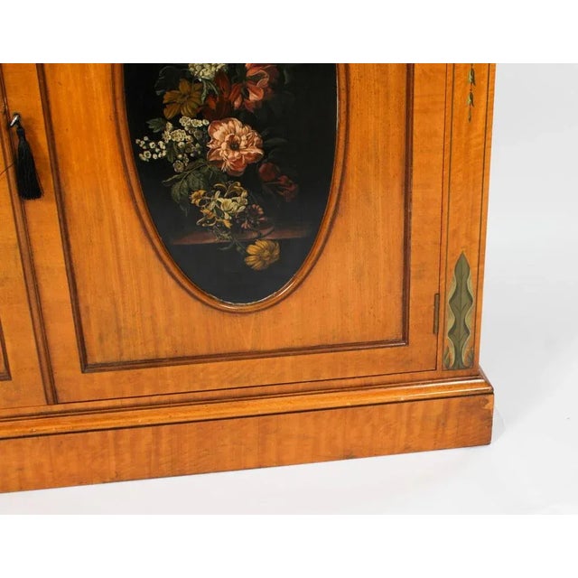 Vintage English Sheraton Revival Satin Wood Open Bookcase For Sale - Image 15 of 18