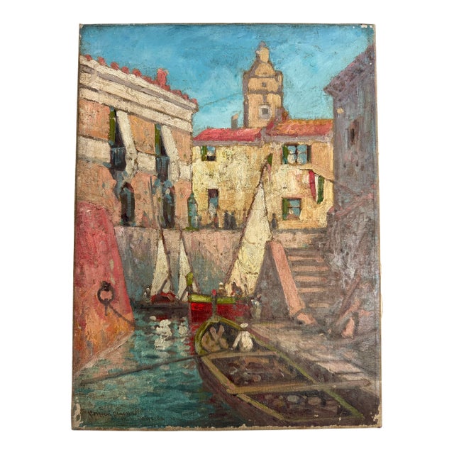 Early 20th Century Late Impressionist Italian Canal For Sale