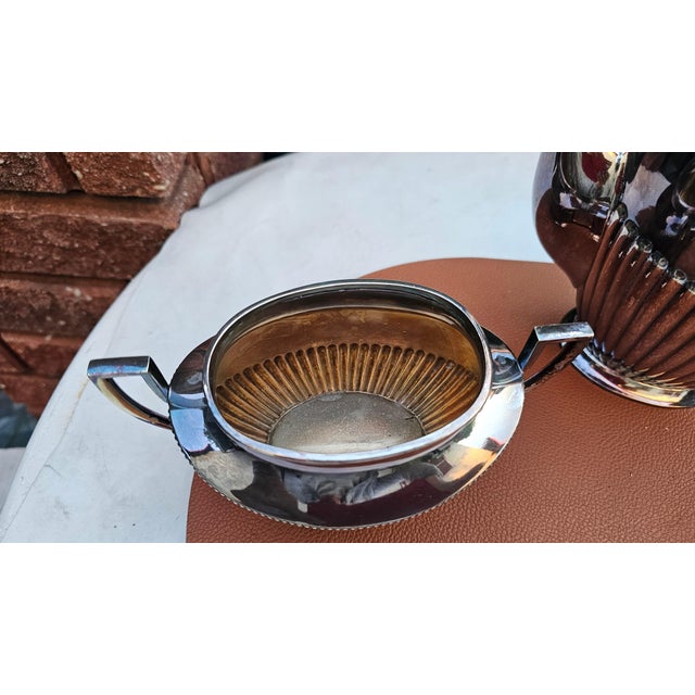 Art Deco Silver-Plated Sugar with Bowl and Milk Jug, 1920s, Set of 3 For Sale - Image 6 of 14