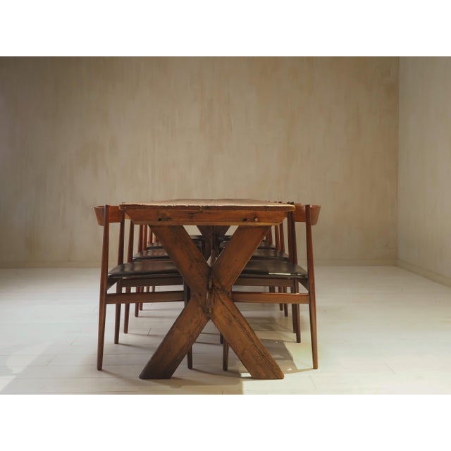 19th Century X Frame Trestle and Cross Strecther Base Table For Sale - Image 4 of 18