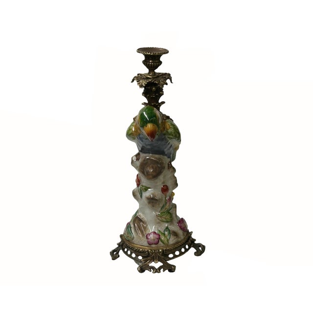 Art Deco Vintage Handmade Ceramic Parrot Figure Candle Holder For Sale - Image 3 of 9