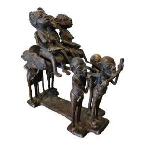Bronze Figural Group of African Royal Family on Carrier and Attendants, Circa 1920s