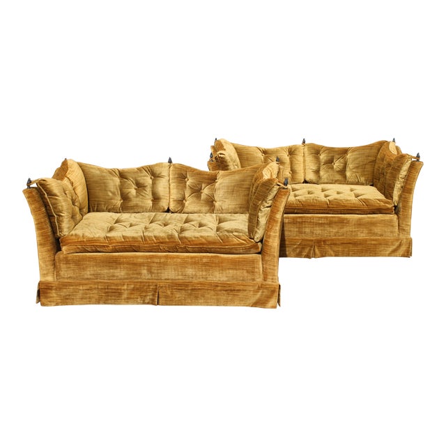 1970s Mid Century Modern Gold Crushed Velvet Sofas a Pair Chairish