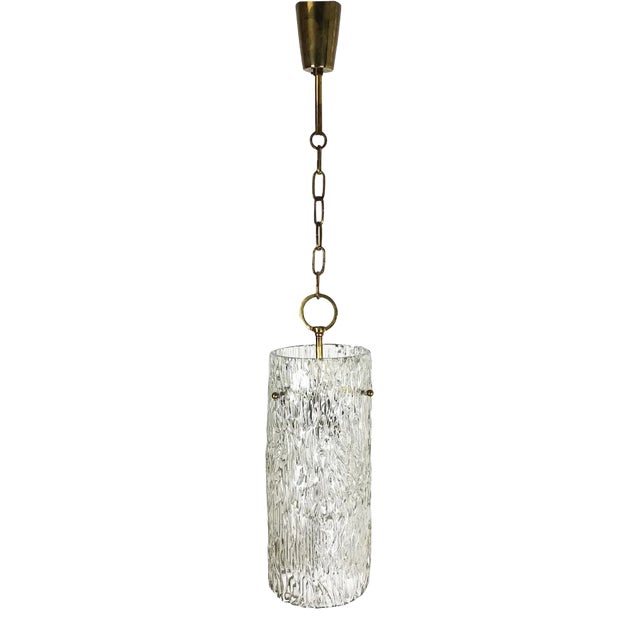 Hollywood Regency Austrian Ice Glass Hanging Light from J. T. Kalmar Lights, 1950s For Sale