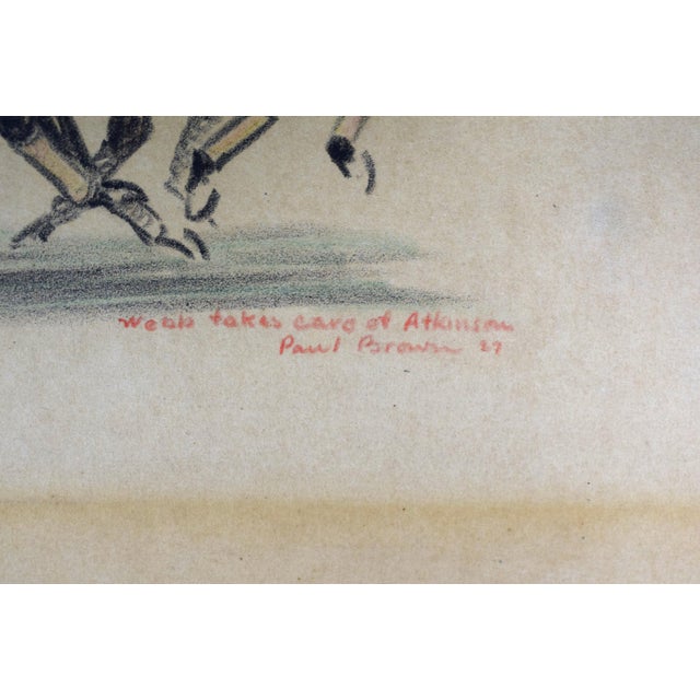 Traditional Paul Brown 'Webb Takes Care of Atkinson' C1929 Conte Crayon Polo Drawing For Sale - Image 3 of 6
