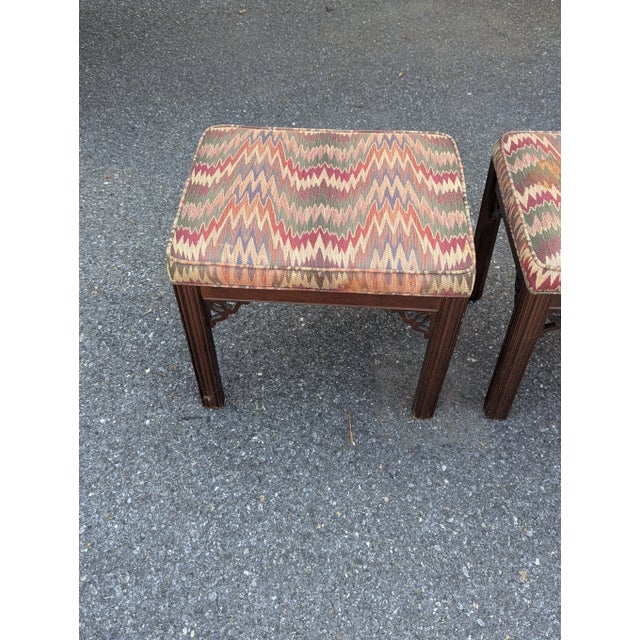 Mid-Century Modern Pair of 1980s Ethan Allen Stools For Sale - Image 3 of 6