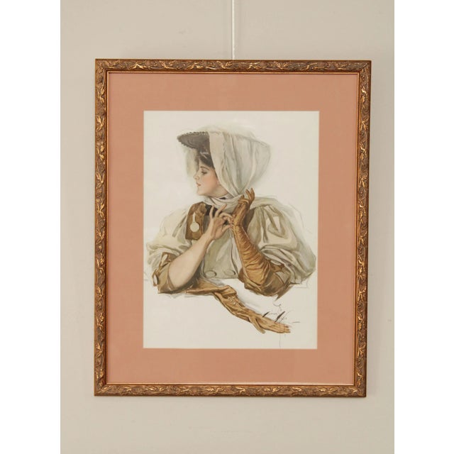 High Quality Early 20th C. Style Illustration by Harrison Fisher (American, 1887-1934), Portrait of Woman-'Read for a...