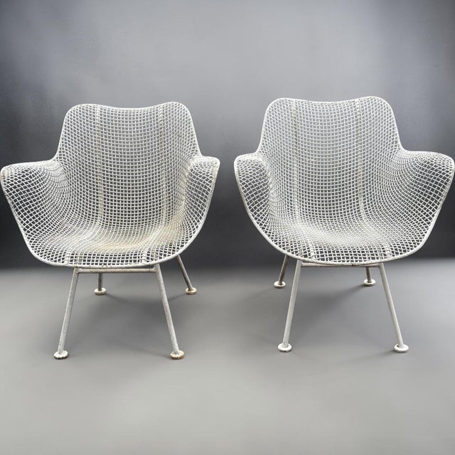 Metal Pair MCM Russell Woodard Sculptura Iron Lounge Chairs For Sale - Image 7 of 7