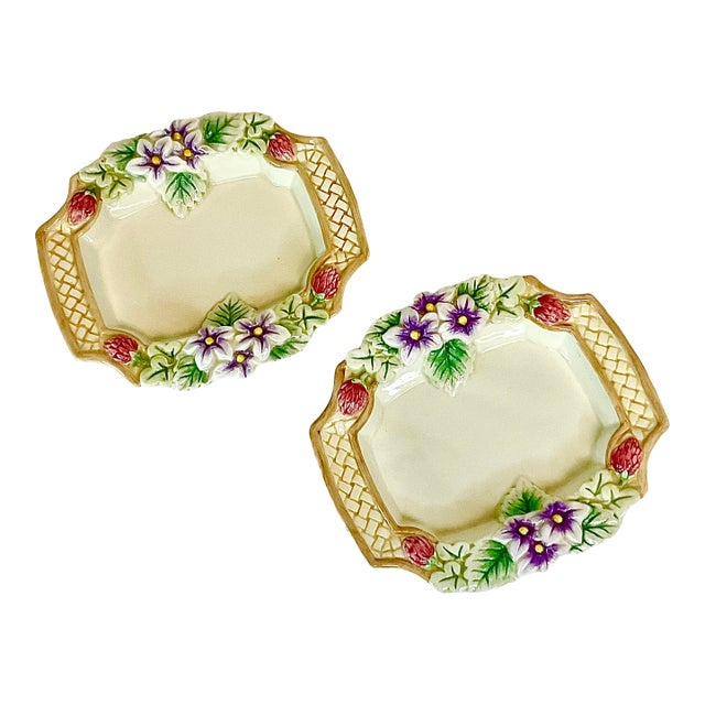1990s Hollywood Regency Fitz & Floyd Spring Flora Butter Dishes - A Pair - Easter. For Sale